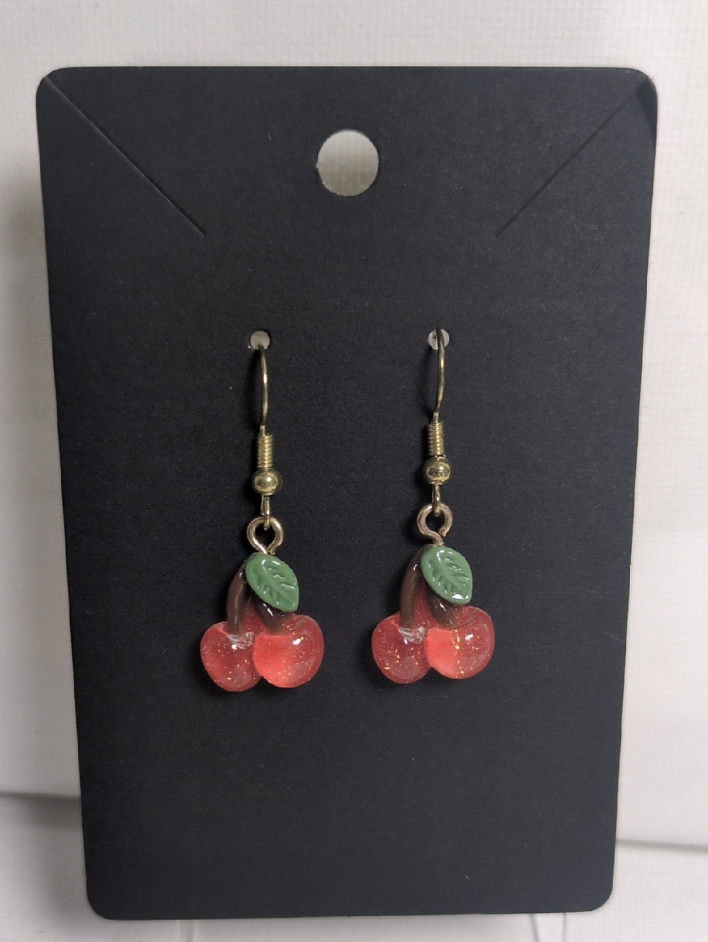 Cherry Drop Dangle Earrings in Red by